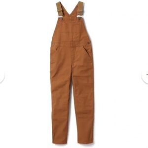 REI Co-Op Trailsmith Bib Camp Overalls Womens 6 Walrus Brown Canvas Double Knee